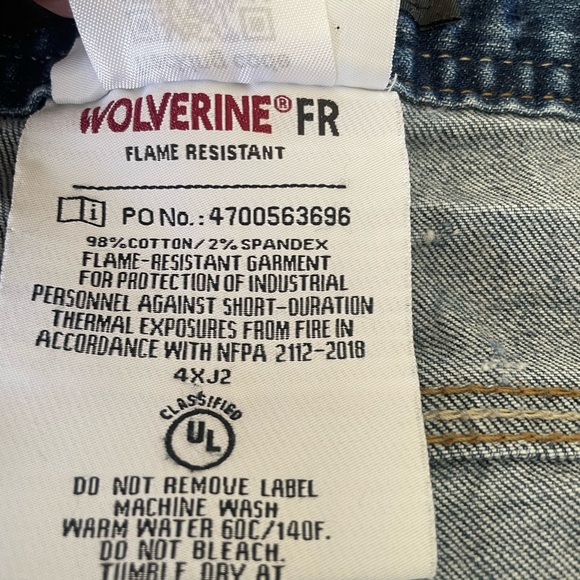 Wolverine Men's Cat 2 APTU 13 Flame Resistant Jeans 38X30 Blue Wash - Picture 6 of 9